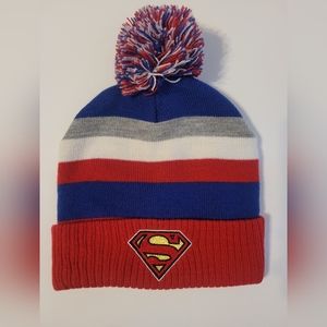 "New" Superman Beanie By DC Comics With Embroidered Logo On Cuff: red/white/blue